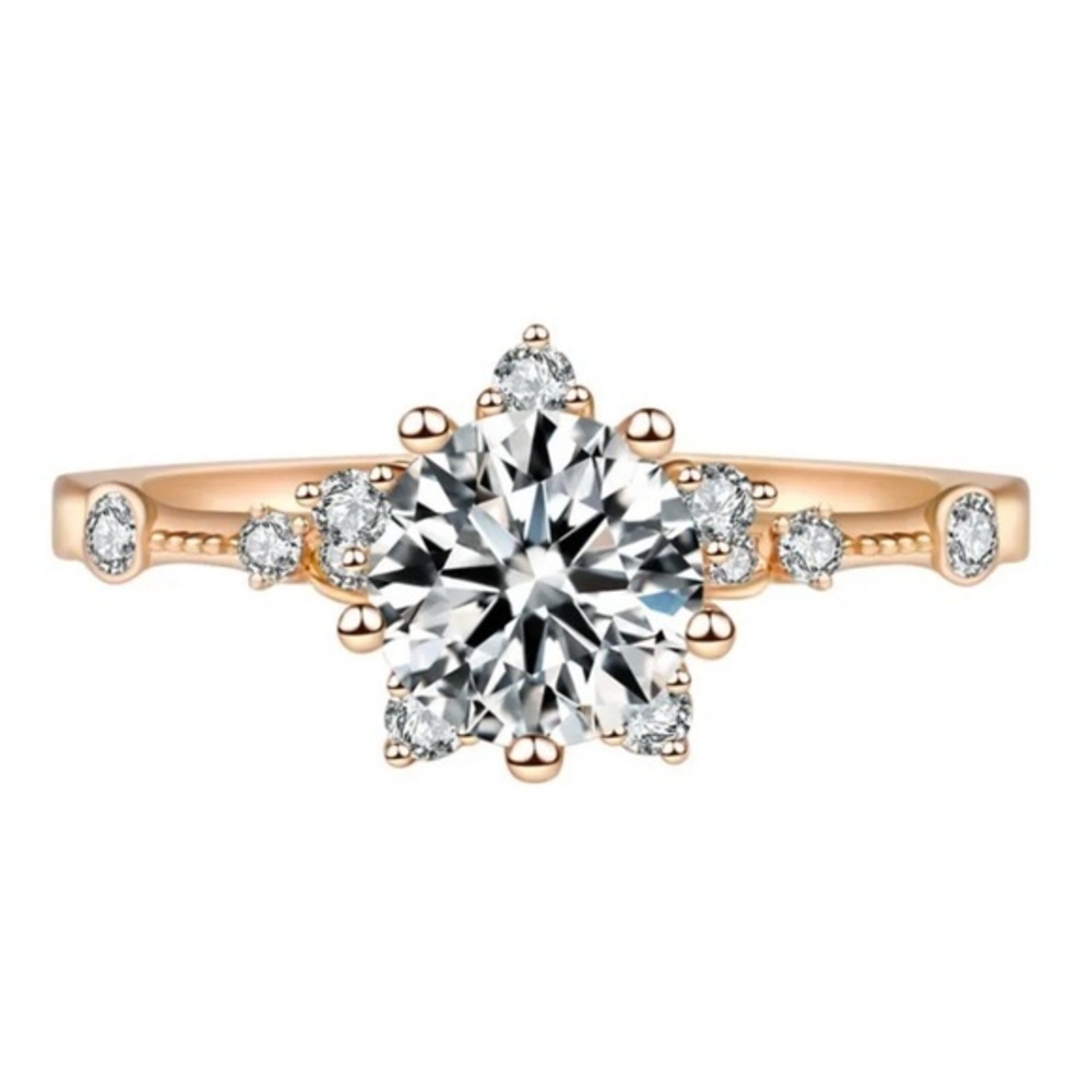 New Elegant 18k Yellow Gold Plated Rings Cubic Zirconia Women - Picture 3 of 4